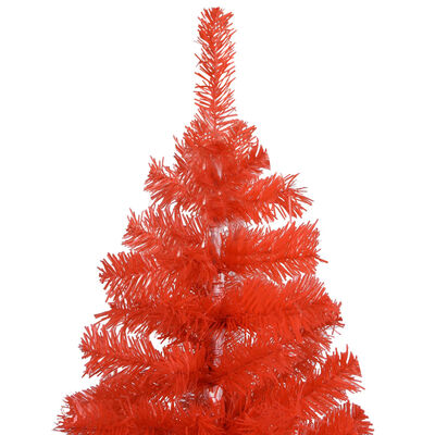 vidaXL Dirbtinė apšviesta Kalėdų eglutė su stovu, raudona, 180cm, PVC