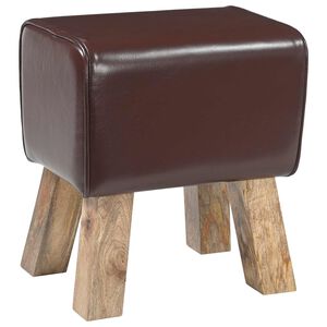 vidaXL suoliukas 40 x 30 x 45 cm Tikra oda Tamsiai rudas