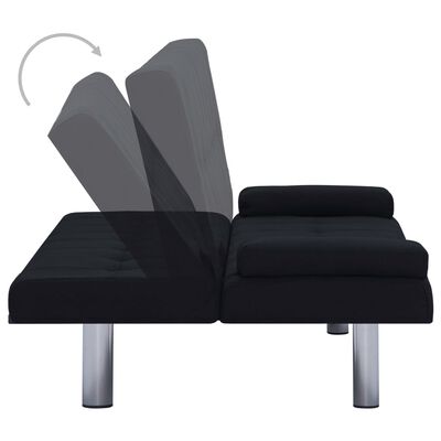 vidaXL Sofa-lova su dviem pagalvėm, juodos spalvos, poliesteris