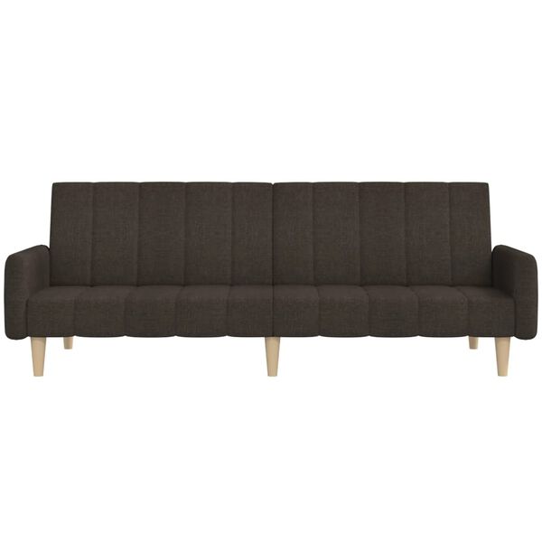 vidaXL Dvivietė sofa-lova, tamsiai rudos spalvos, audinys