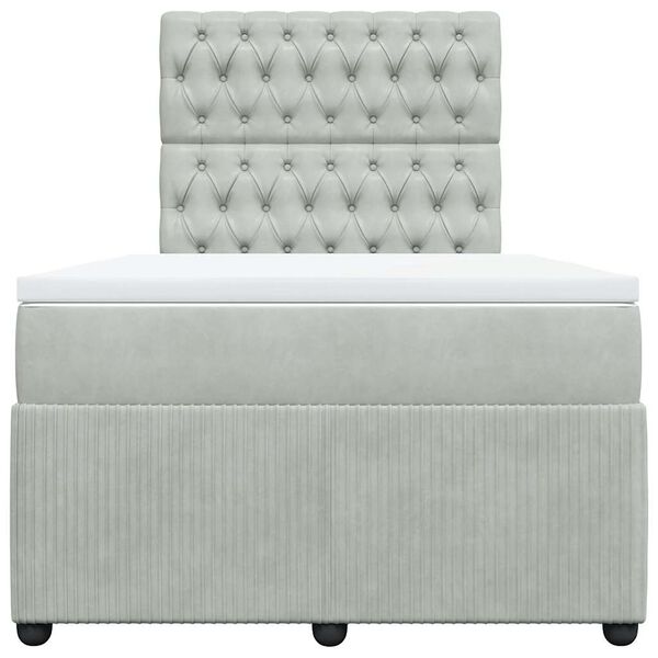 vidaXL Lova su spyruoklėmis ir čiužiniu, pilka, 120x200cm, aksomas