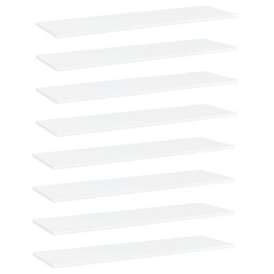 vidaXL Knygų lentynos plokštės, 8vnt., baltos, 100x30x1,5cm, MDP