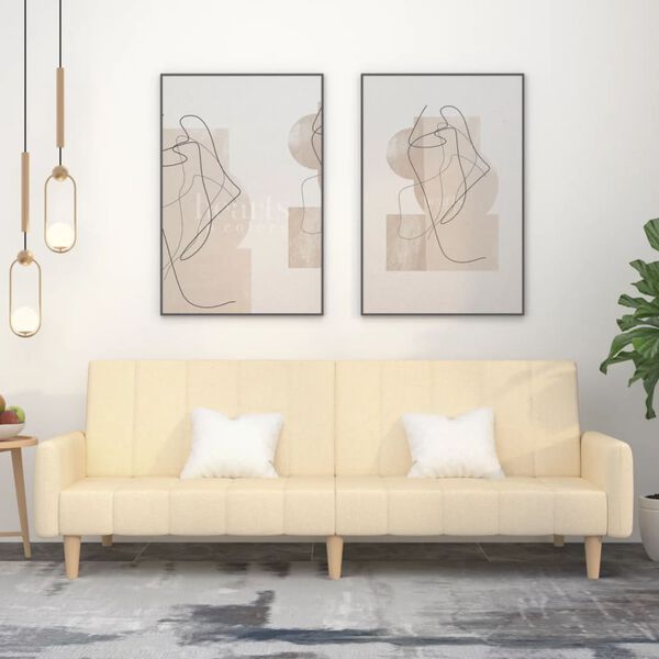 vidaXL Dvivietė sofa-lova, kreminės spalvos, audinys