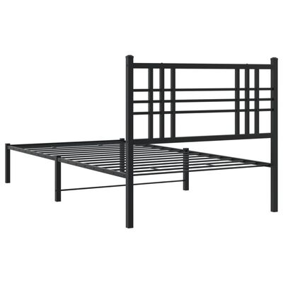 vidaXL Metalinis lovos rėmas su galvūgaliu, juodos spalvos, 107x203cm