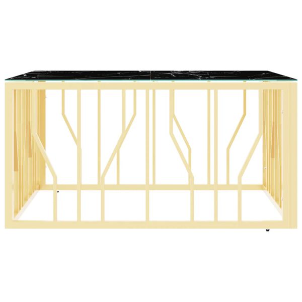 vidaXL Kavos staliukas, auksinis, 80x80x40cm, plienas ir stiklas