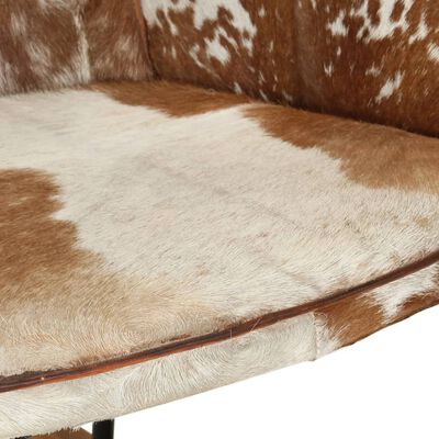 vidaXL Supama kėdė su pakoja, rudos spalvos, tikra oda
