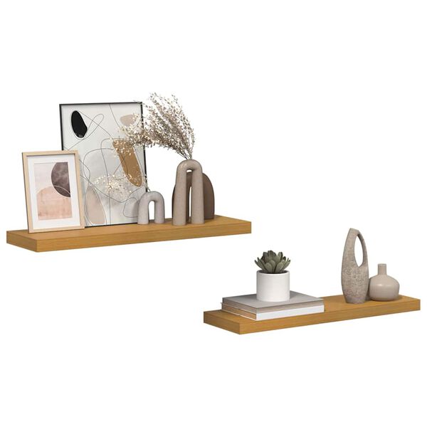 vidaXL Sieninė lentyna 2 pcs Smėlio 90 x 23,5 x 4 cm Apdirbta mediena