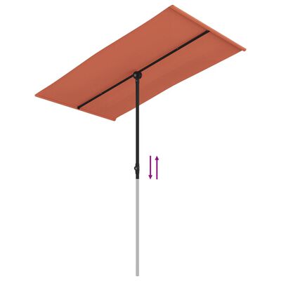 vidaXL Lauko skėtis su aliuminio stulpu, terakota spalvos, 180x110cm