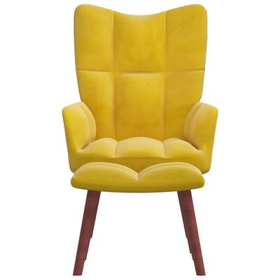 vidaXL Poilsio kėdė su pakoja, garstyčių geltonos spalvos, aksomas