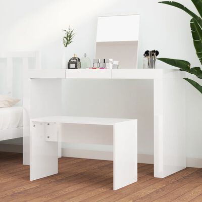 vidaXL Kosmetinio staliuko kėdutė, balta, 70x35x45cm, mediena, blizgi
