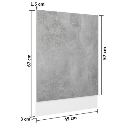vidaXL Indaplovės plokštė, betono pilkos spalvos, 45x3x67cm, MDP
