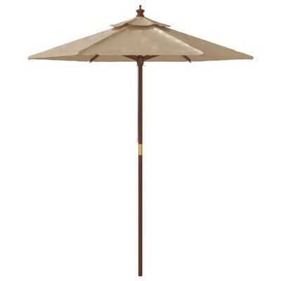 vidaXL Sodo skėtis su mediniu stulpu, taupe spalvos, 196x231cm