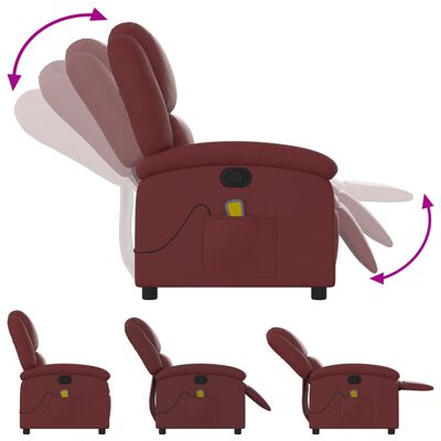 vidaXL Atlošiamas masažinis krėslas, raudonojo vyno, dirbtinė oda