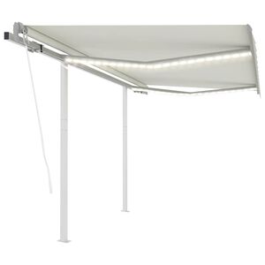 vidaXL Automatinė markizė su LED/vėjo jutikliu, kreminė, 3x2,5m