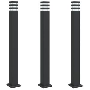 vidaXL Lauko &scaron;viestuvai, 3vnt., juodi, 110cm, aliuminis