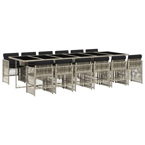 vidaXL Sodo komplektas su pagalvėlėmis, 13 dalių, pilkas, poliratanas