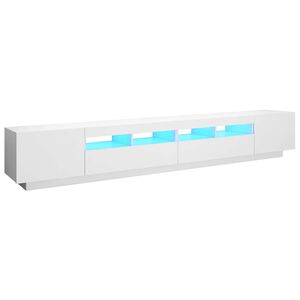 vidaXL Televizoriaus spintelė su LED ap&scaron;vietimu, balta, 260x35x40cm