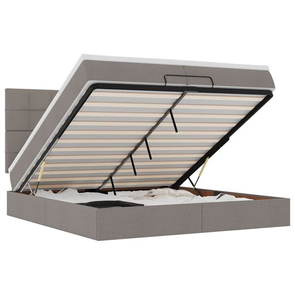 vidaXL Osmanų lovos rėmas su čiužiniais, taupe, 200x200cm, audinys