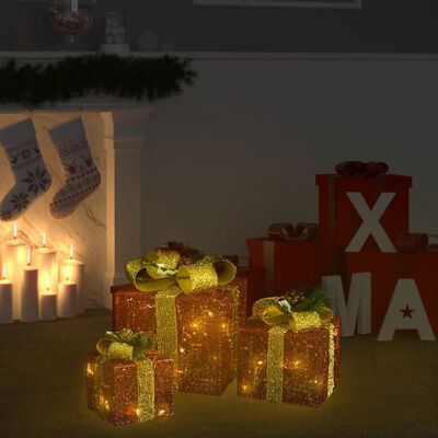vidaXL Kalėdų dekoracija dovanų dėžutės, 3vnt., raudonos spalvos