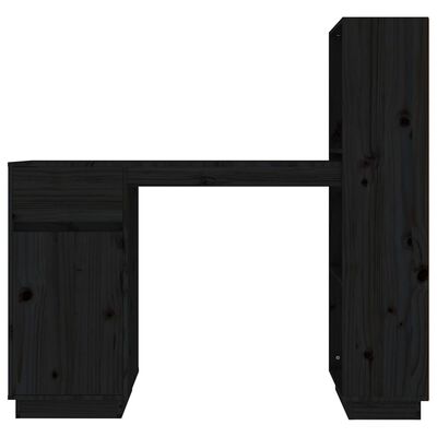 vidaXL Rašomasis stalas, juodas, 110x53x117cm, pušies medienos masyvas
