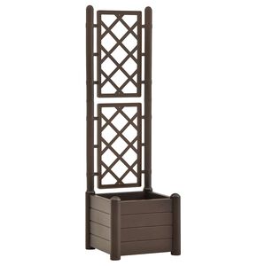 vidaXL Sodo lovelis su treliažu, moka spalvos, 43x43x142cm, PP