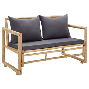 vidaXL Sodo suoliukas su pagalvėlėmis, 115 cm, bambukas