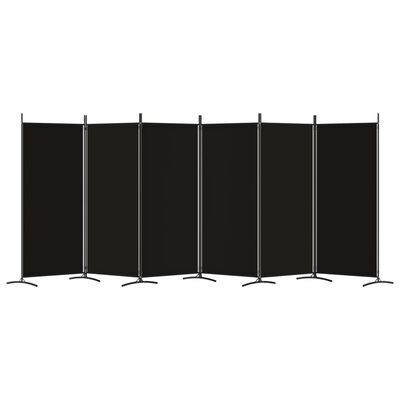 vidaXL Kambario pertvara, 6 dalių, juodos spalvos, 520x180cm, audinys