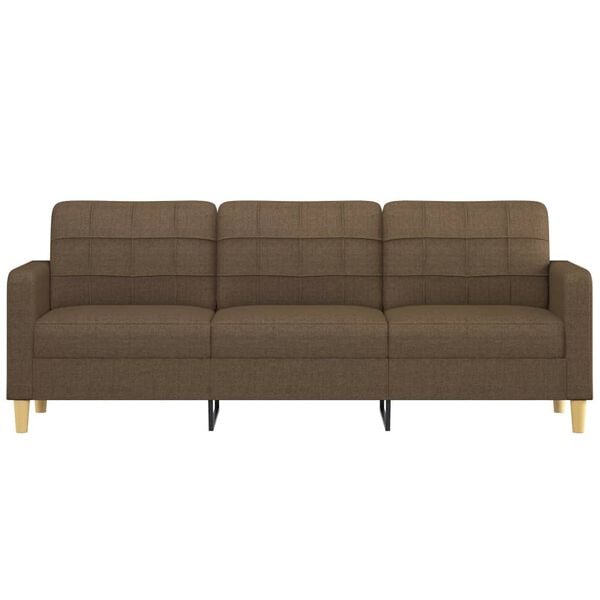 vidaXL Trivietė sofa, rudos spalvos, 210cm, audinys