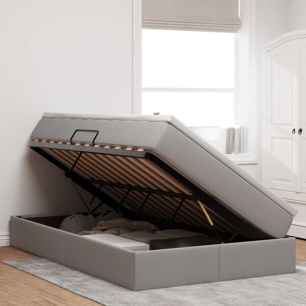 vidaXL Lova su daiktų laikymo vieta ir čiužiniu Taupe 120 x 190 cm