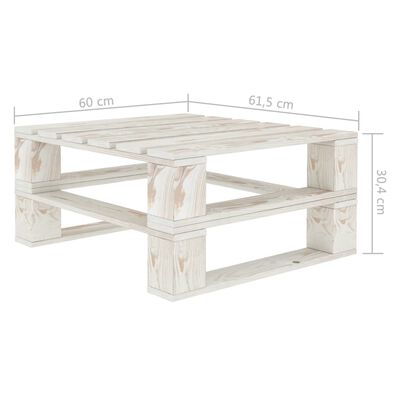 vidaXL Sodo stalas iš palečių, baltos spalvos, mediena
