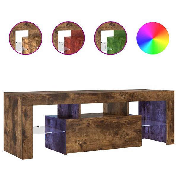 vidaXL Televizoriaus spintelė su LED, dūminio ąžuolo, 120x35x40cm
