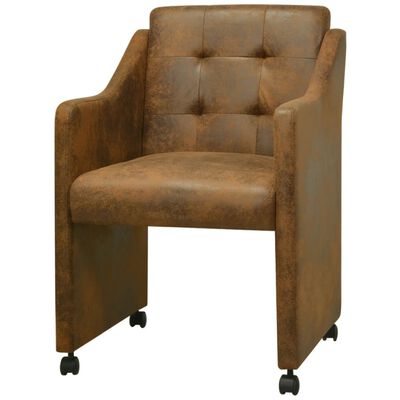 vidaXL Valgomojo kėdės, 2vnt., rudos spalvos, dirbtinė oda