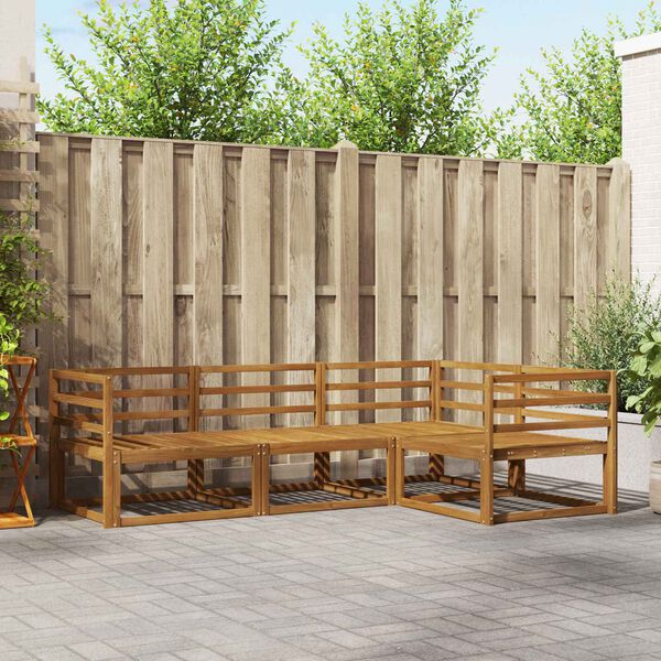 vidaXL Lauko sofos komplektas 4 pcs Natūrali Kietos akacijos mediena