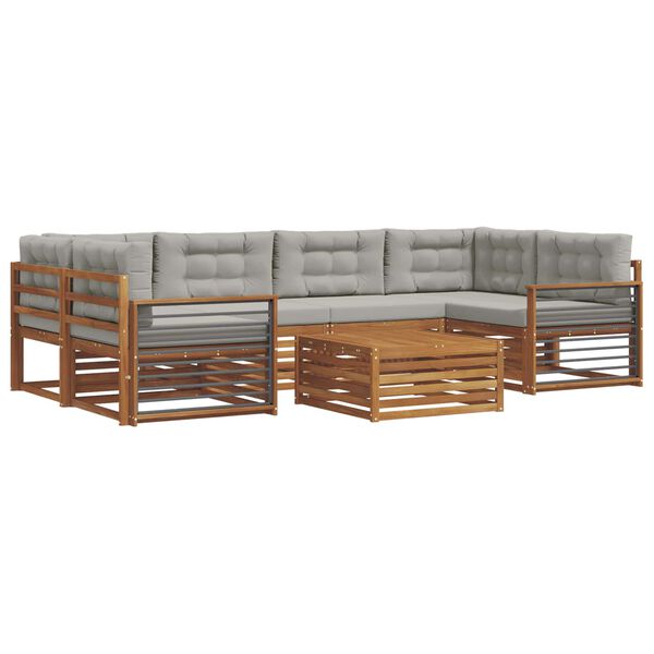 vidaXL Lauko sofos komplektas 7 pcs Natūrali ir &scaron;viesiai pilka