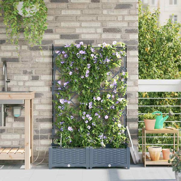 vidaXL Sodo vazonas 2 pcs &Scaron;viesiai Pilka Plienas