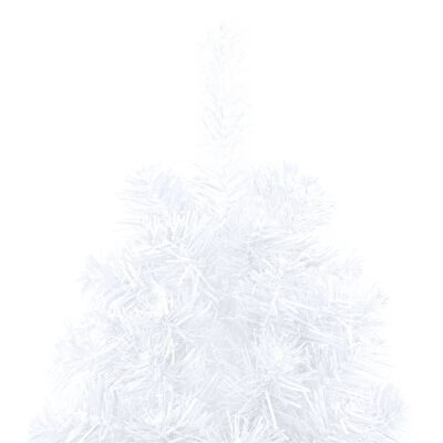 vidaXL Dirbtinė pusinė Kalėdų eglutė su žaisliukais, balta, 180cm