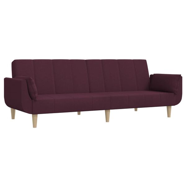 vidaXL Dvivietė sofa-lova su dvejomis pagalvėmis, violetinė, audinys