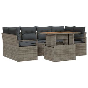 vidaXL Sodo Sofų Rinkinys su saugykla 7 pcs Pilka Poli ratanas