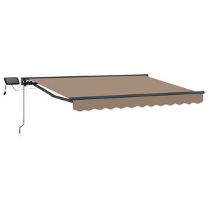 vidaXL Rankinis markizės rėmas su LED Taupe 5 x 3 m