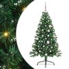 vidaXL Dirbtinis prie&scaron;&scaron;ventinis eglutė su &scaron;viesomis Žalia 150 cm PVC