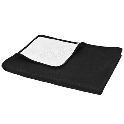 vidaXL Dvipusė dygsniuota antklodė, 230x260cm, juoda ir balta