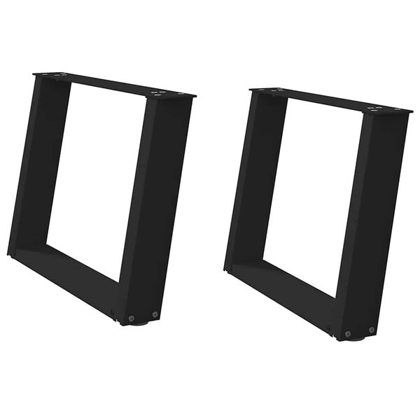 vidaXL Kavos staliuko kojelės, 2 vnt., juodos, 70x(42-43) cm, plienas, U formos