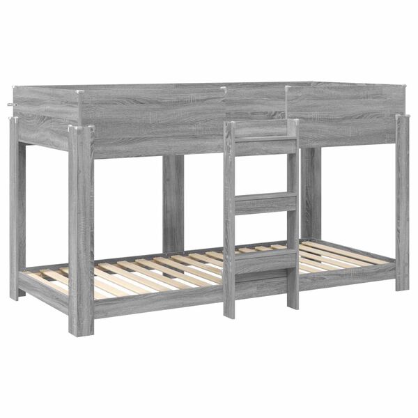 vidaXL Vaikų dvigulė lova Pilkas Sonoma 90 x 200 cm Apdirbta mediena