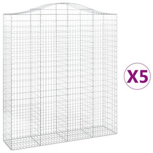 vidaXL I&scaron;lenkti gabiono krep&scaron;iai, 5vnt., 200x50x220/240cm, geležis