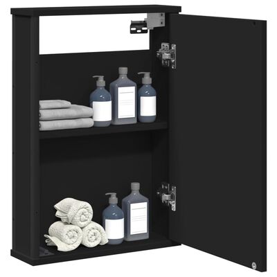 vidaXL Veidrodinė vonios spintelė, juoda, 42x12x60cm, apdirbta mediena
