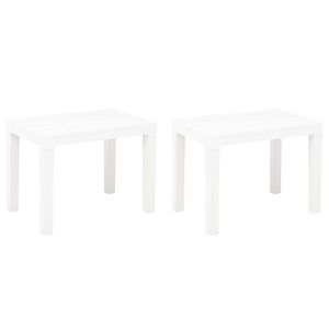 vidaXL Sodo suoliukai, 2vnt., baltos spalvos, plastikas