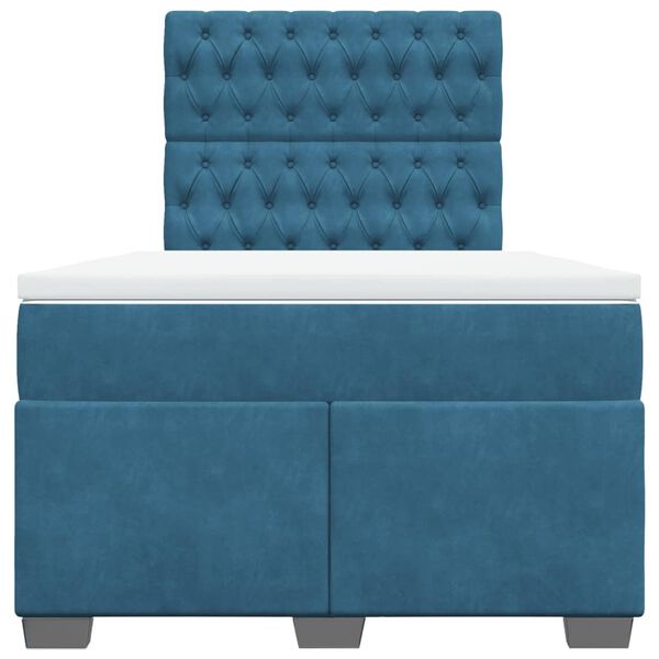 vidaXL Lova su spyruoklėmis ir čiužiniu, mėlyna, 120x190cm, aksomas