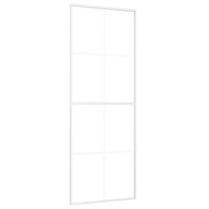vidaXL Stumdomos durys, baltos, 76x205cm, ESG stiklas ir aliuminis