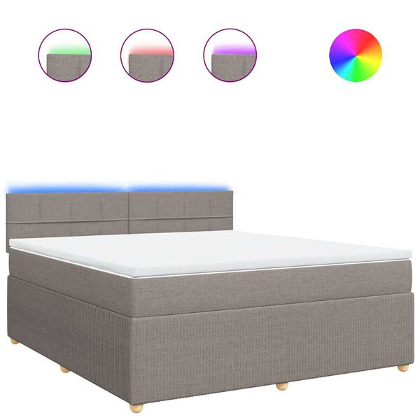 vidaXL Lova su spyruoklėmis ir čiužiniu, taupe, 180x200 cm, audinys