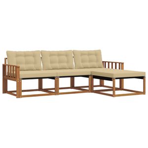 vidaXL Lauko sofos komplektas su pagalve 4 pcs Natūralus ir bežinis